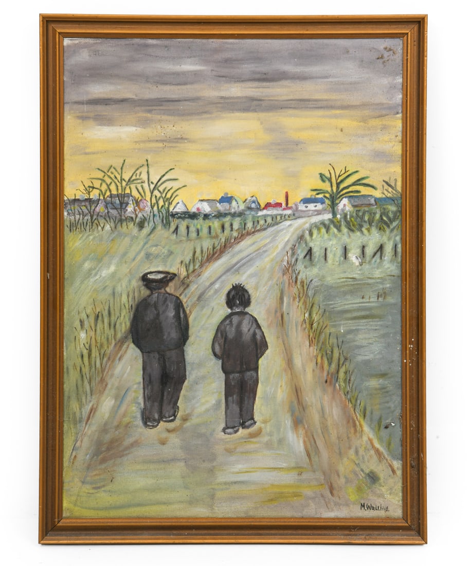 M. WELLING (20TH C.) LANDSCAPE W FIGURES O/C (1 of 7)