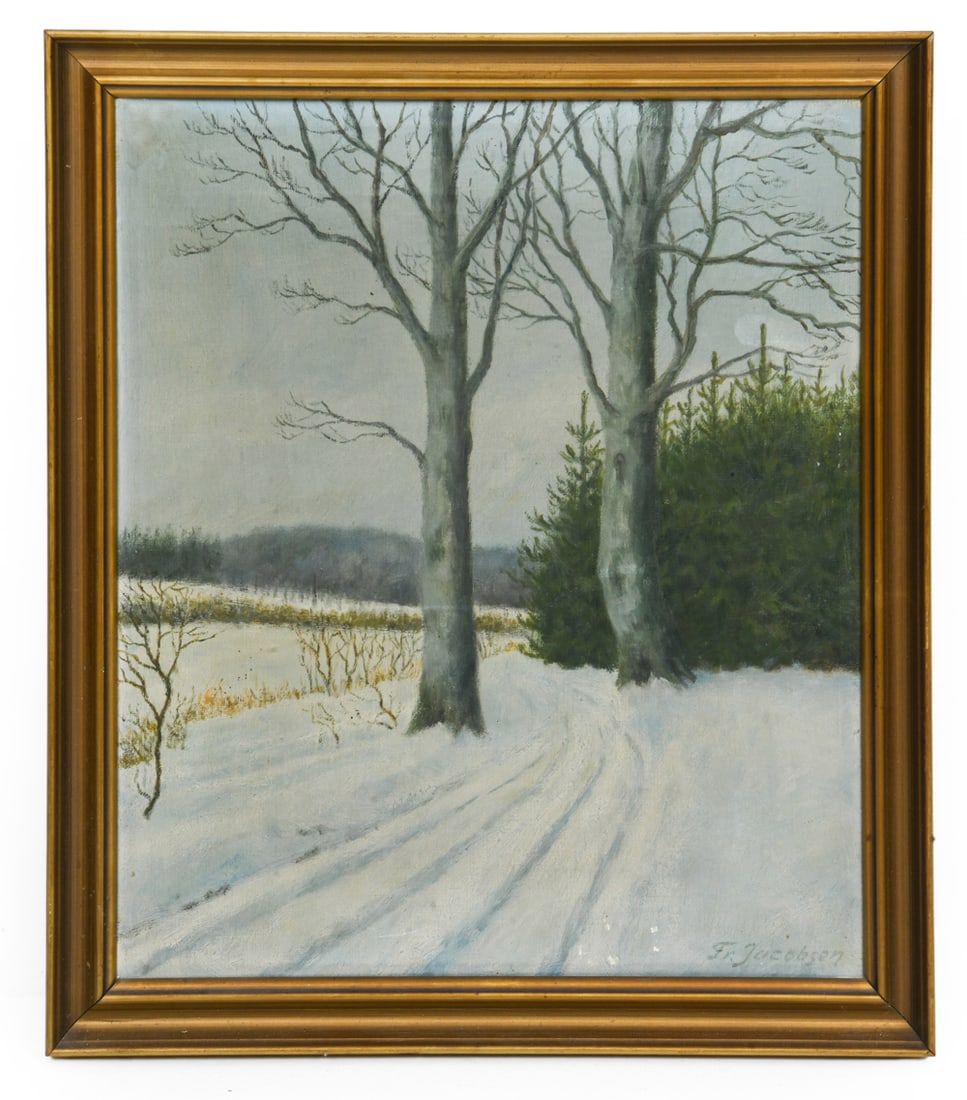 FR. JACOBSEN (20TH C.) WINTER LANDSCAPE O/C (1 of 5)