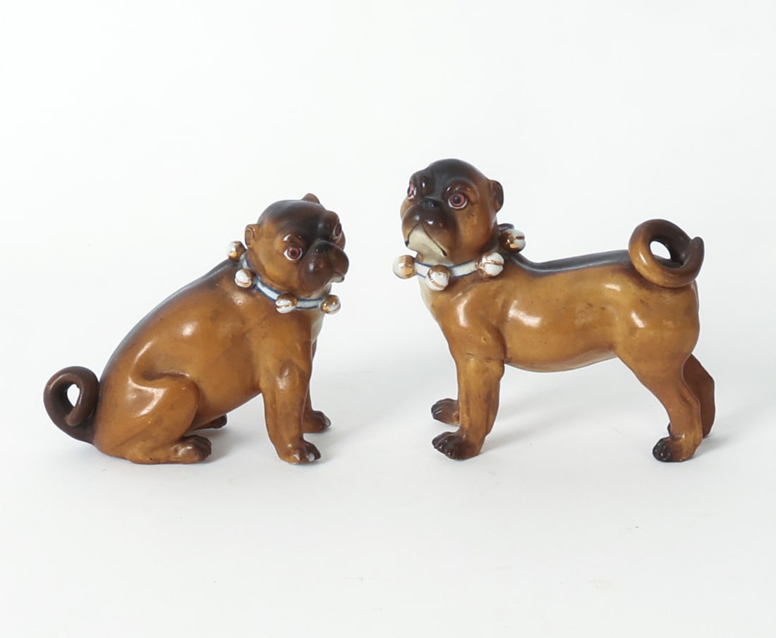 ATTR. CONTA & BOEHME GERMAN PORCELAIN PUG DOGS (1 of 12)