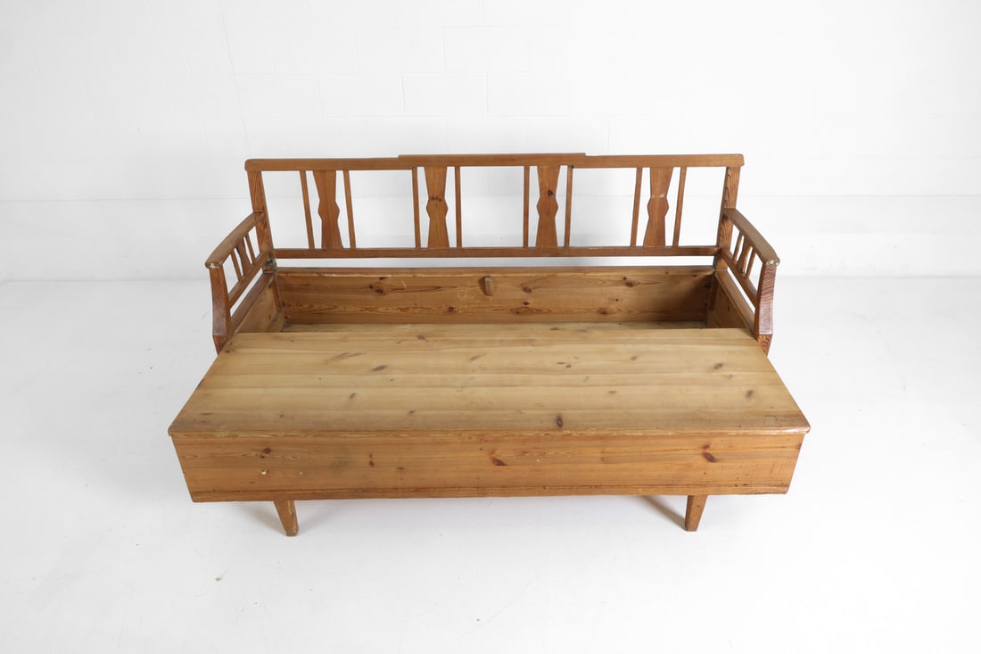 ANTIQUE SWEDISH PINE BENCH - 11