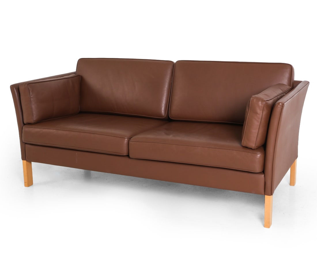DANISH LEATHER LOVESEAT SOFA C. 1960S (1 of 16)
