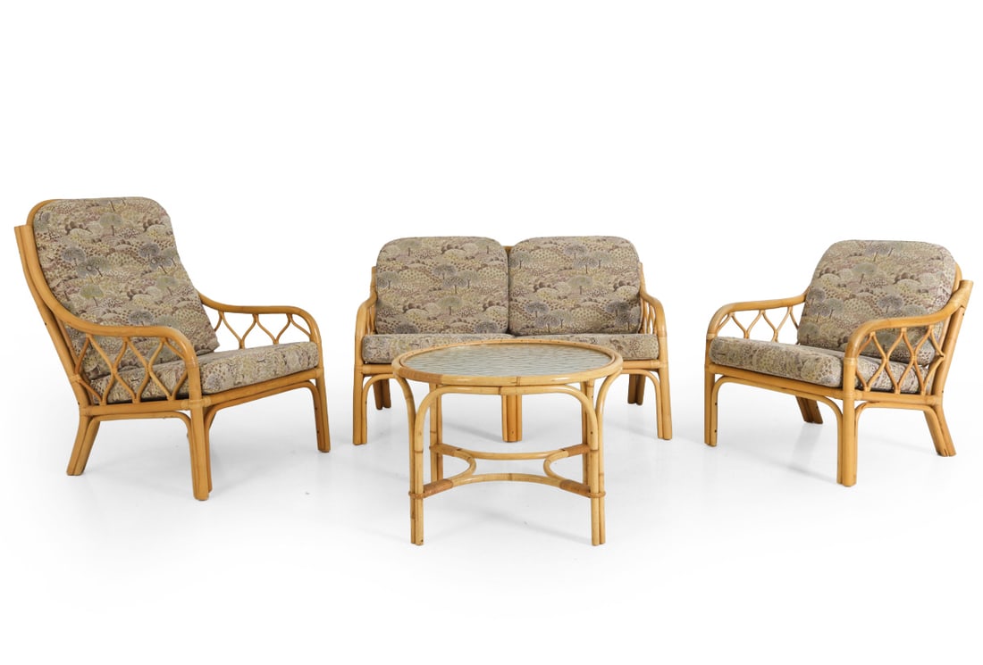 SWEDISH BAMBOO & RATTAN PATIO SUITE C. 1970S (1 of 17)