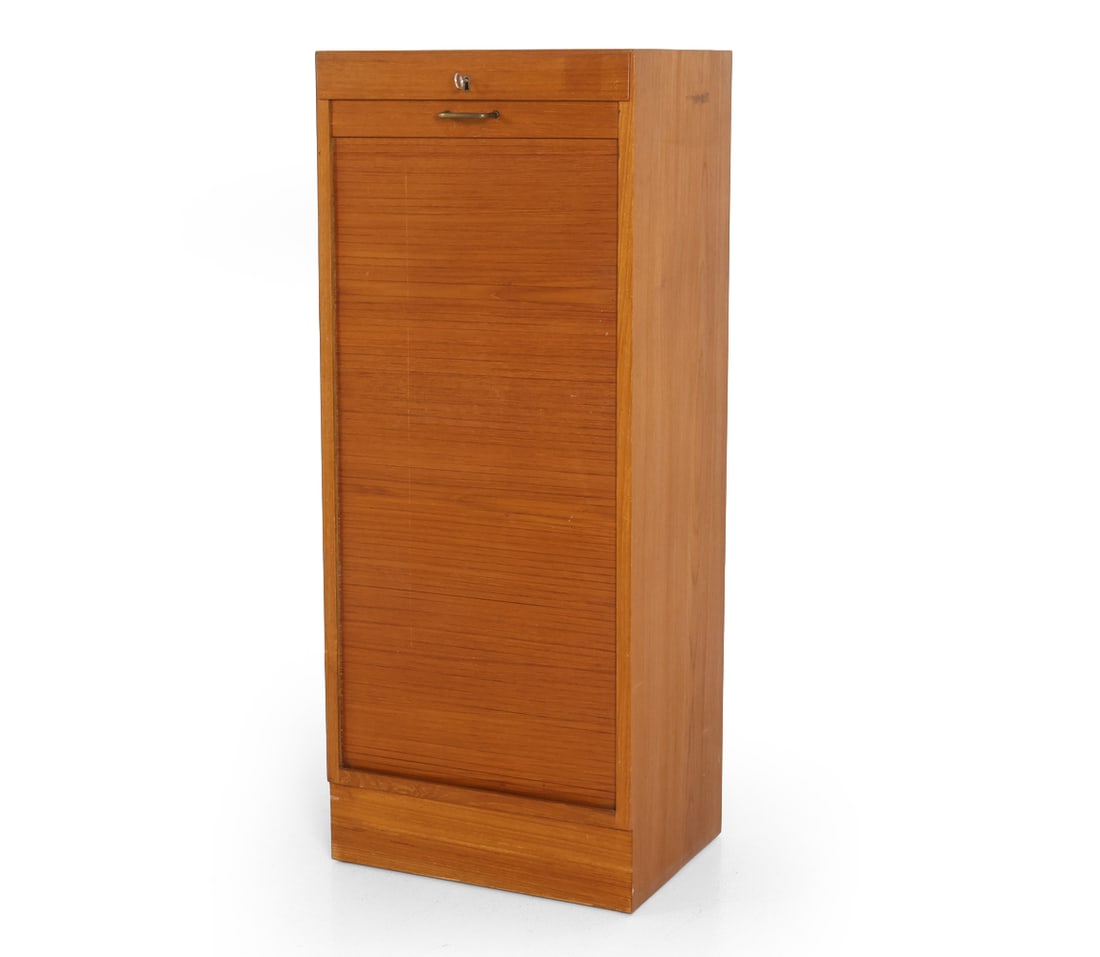 DANISH TEAK TAMBOUR FLAT FILE CHEST (1 of 15)