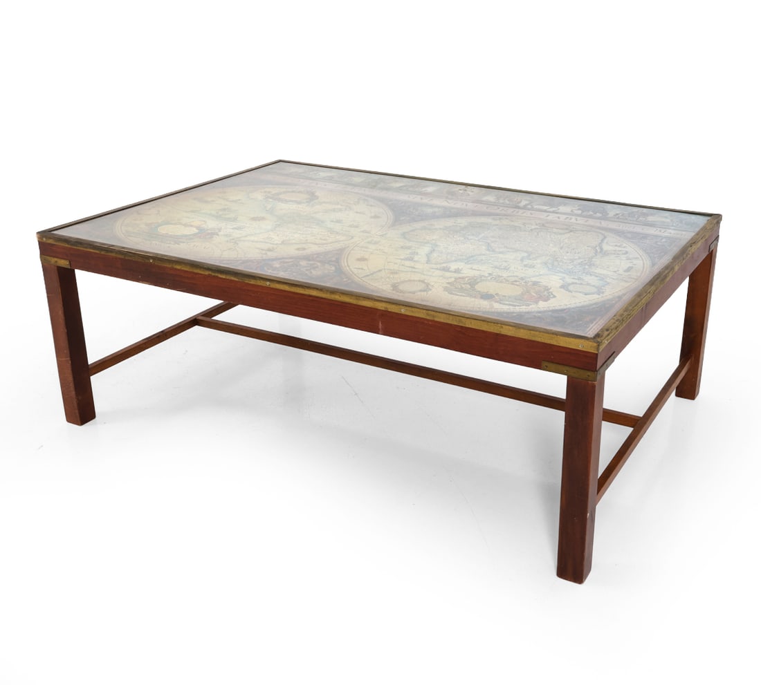 CAMPAIGN STYLE WORLD MAP MAHOGANY COFFEE TABLE (1 of 20)
