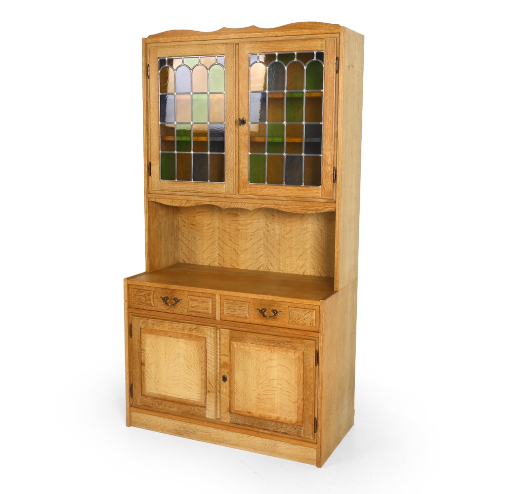 KJAERNULF STYLE DANISH OAK & STAINED GLASS CABINET (1 of 17)