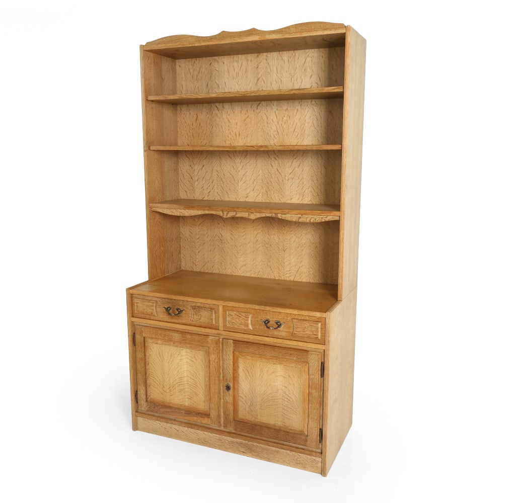 KJAERNULF STYLE DANISH OAK BOOKCASE CABINET 1960S: Key included. Denmark, circa 1960s. Dimensions: H 72" x W 38" x D 19" Condition: Staining and fading. Wear consistent with age and use. Scuffs and scratches. DA_153