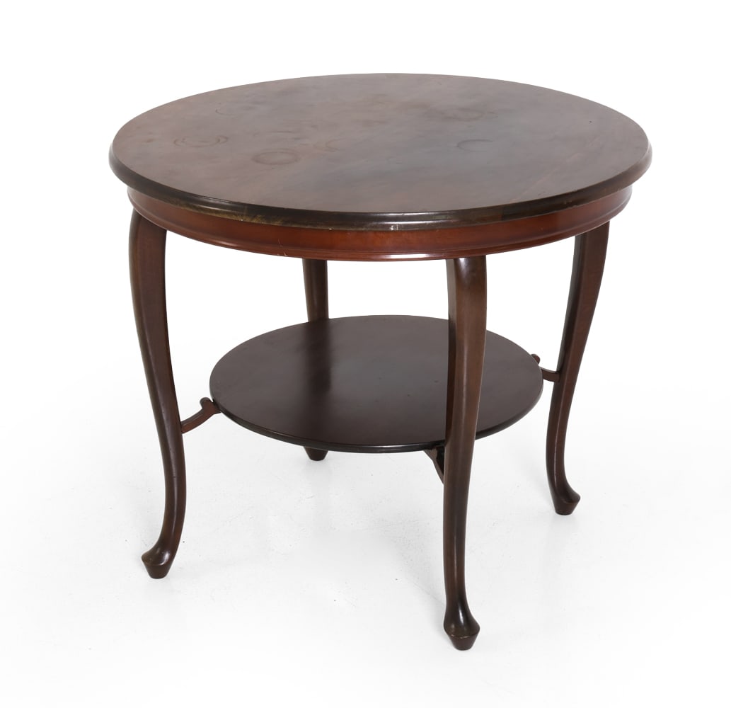 BIEDERMEIER STYLE SWEDISH MAHOGANY SIDE TABLE: Sweden, 20th century. Dimensions: H 28" x Dia 33" DA_31