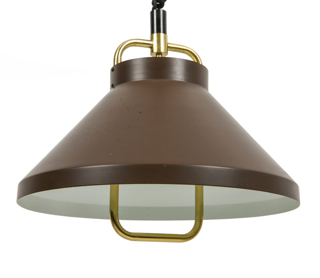 JO HAMMERBORG FOR FOG & MORUP TAROK PENDANT LIGHT: Marked to shade. Denmark, circa 1970s. Dimensions: H 16" x Dia. 15.5". Condition: Wiring untested. Scuffs and scratches. DA_86