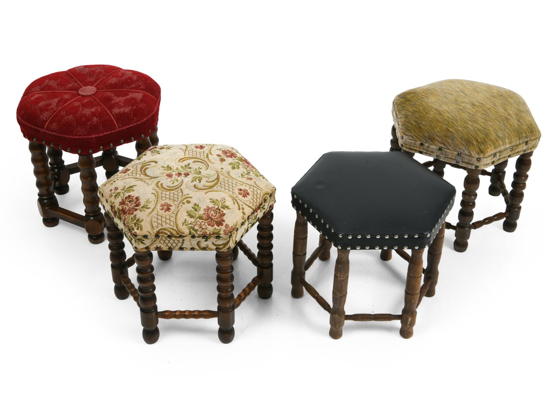 GROUPING OF SCANDINAVIAN OAK STOOLS (1 of 13)