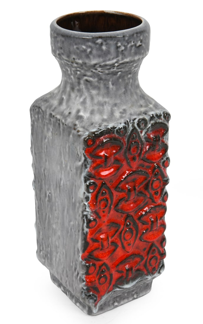 MID-CENTURY WEST GERMAN CERAMIC VASE: Signed under base. Dimensions: H 12.25" x W 4.25" x D 4.25". Condition: Wear consistent with age and use, including minor scratches. DA_190