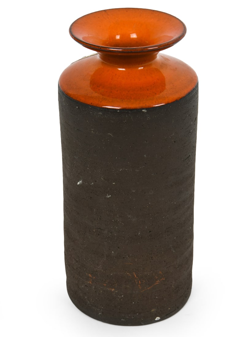LEHMANN DANISH CERAMIC VASE C. 1970S: Tagged to top and signed under base. Denmark, circa 1970s. Dimensions: H 8.5" x Dia. 3.75". Condition: Wear consistent with age and use, including handling marks. DA_200