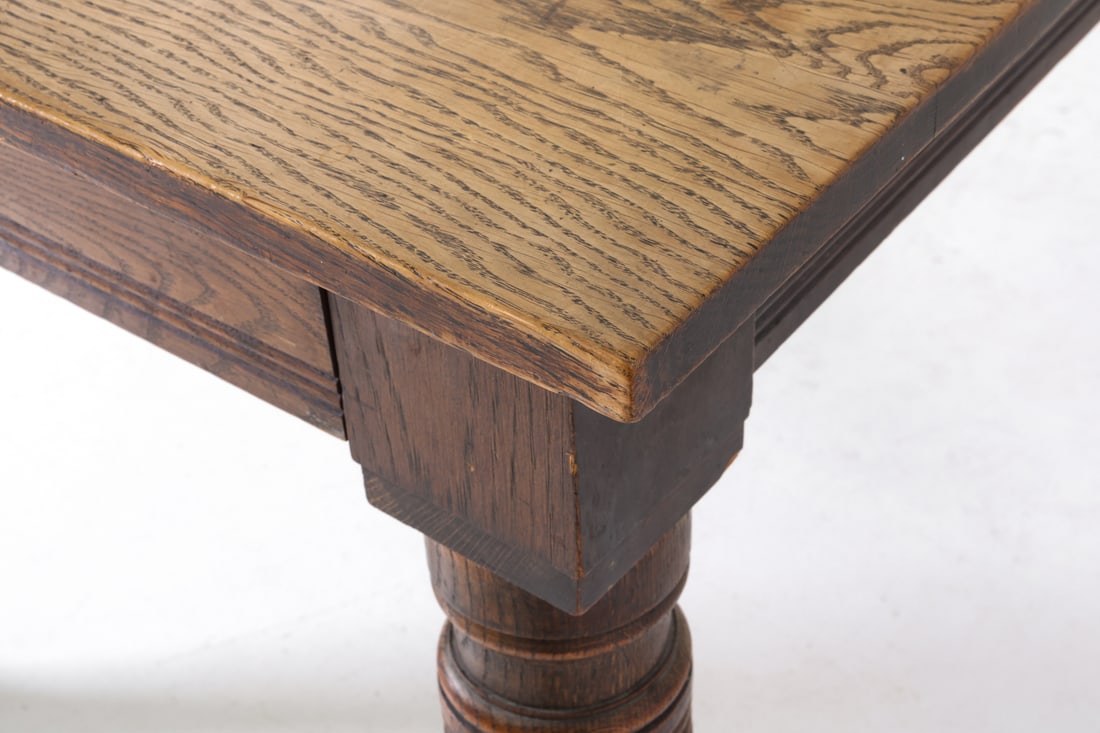 ANTIQUE OAK EXTENSION DINING TABLE - 11