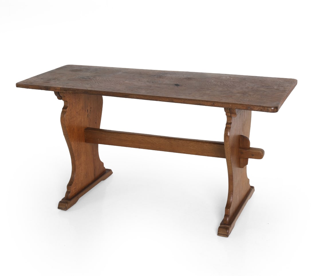 ANTIQUE SWEDISH OAK TRESTLE COFFEE TABLE (1 of 1)