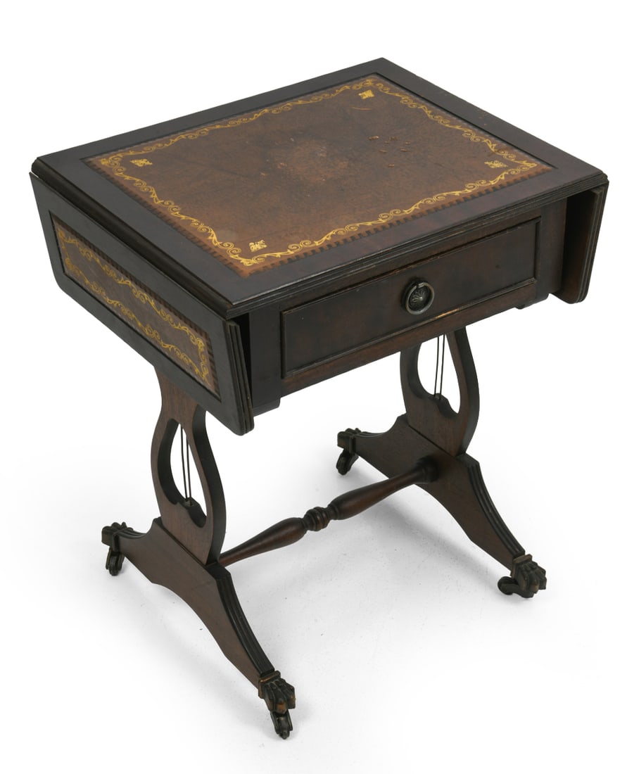 BEVAN FUNNELL MAHOGANY & LEATHER SIDE TABLE (1 of 17)
