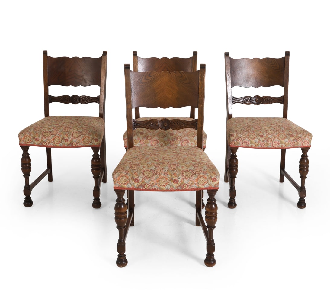 (4) ANTIQUE SCANDINAVIAN CARVED OAK DINING CHAIRS (1 of 18)