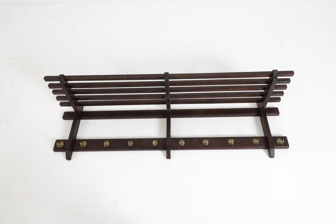 ANTIQUE PINE COAT RACK - 4