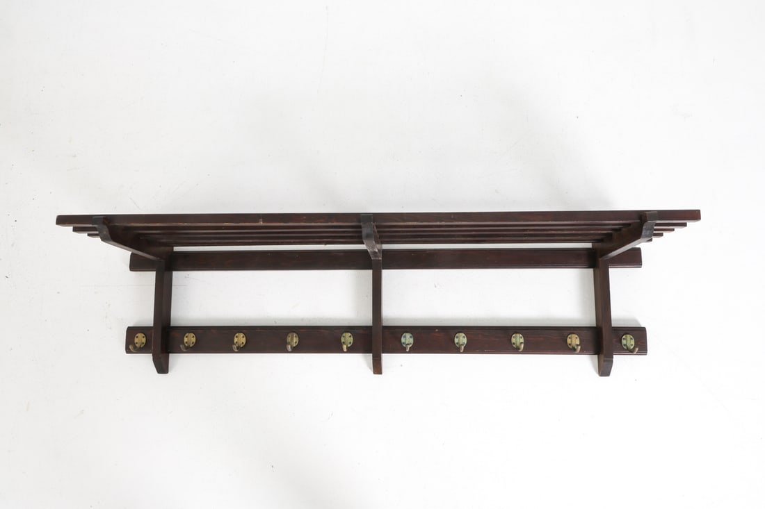 ANTIQUE PINE COAT RACK - 5