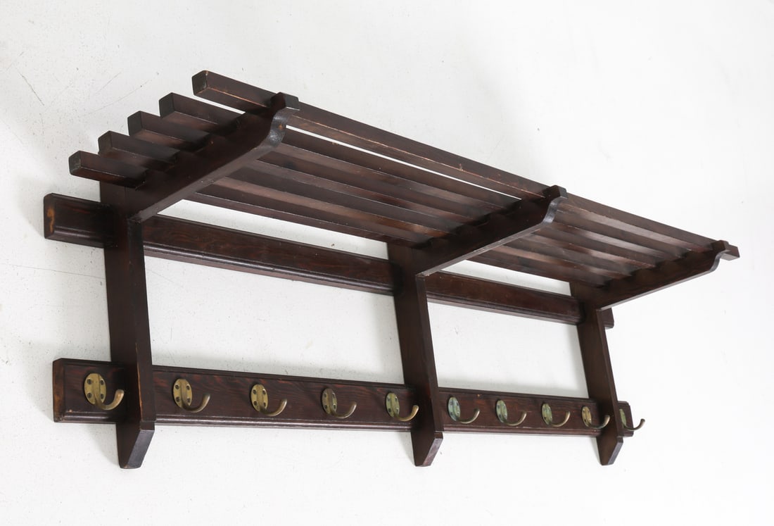 ANTIQUE PINE COAT RACK - 6
