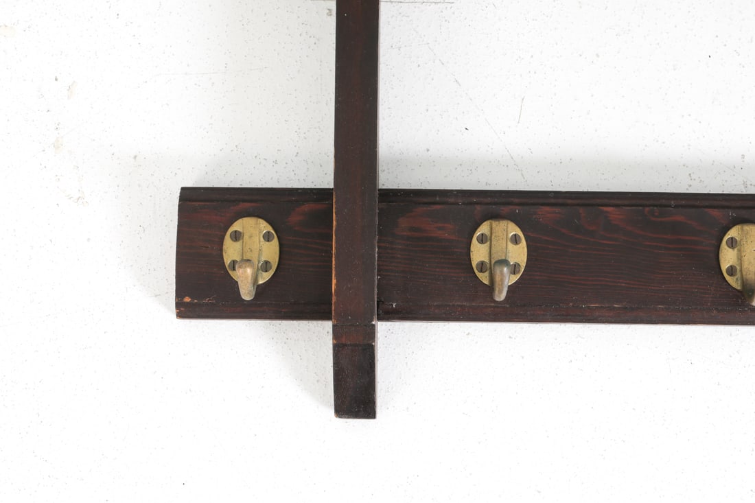 ANTIQUE PINE COAT RACK - 7