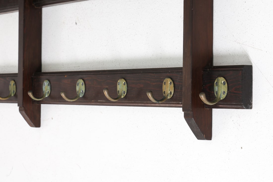 ANTIQUE PINE COAT RACK - 9