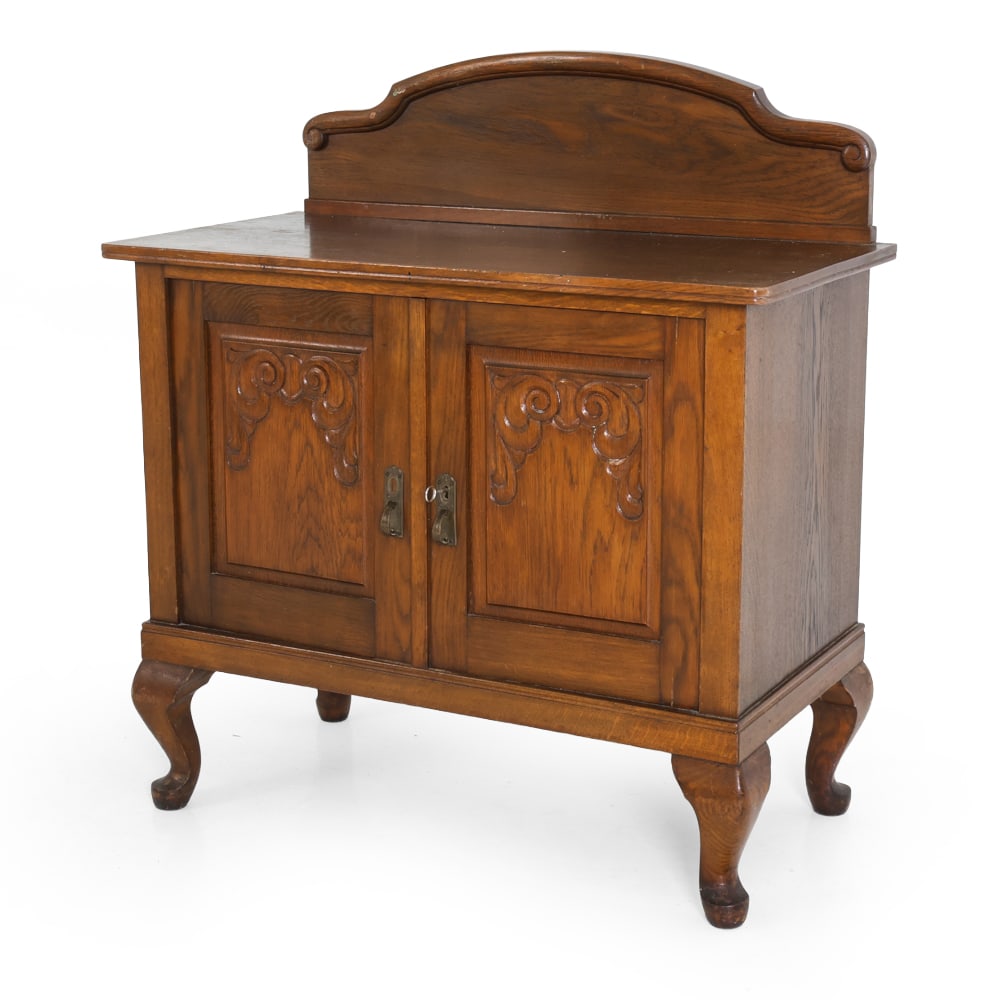ANTIQUE CARVED OAK SIDEBOARD CABINET (1 of 16)