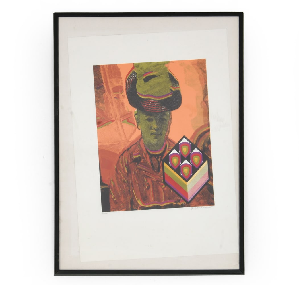 ABSTRACT FIGURAL LITHOGRAPH: Signed to lower right corner. Edition number 6/150. Dimensions: Frame H 28" x W 20.25". Sight H 24" x W 27". Condition: Not examined out of frame. Scuffs to glass. Work has slipped on mat board