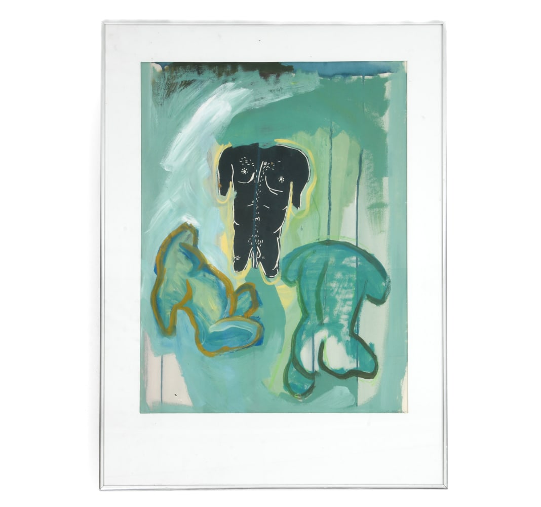 DANISH NUDE FIGURE PAINTING: Signed to lower right. Acrylic on paper. Dimensions: Frame H 30" x W 22". Sight H 22.5" x W 17". Condition: Not examined out of frame. Light scuffs to glass. Wear consistent with age. DA_241