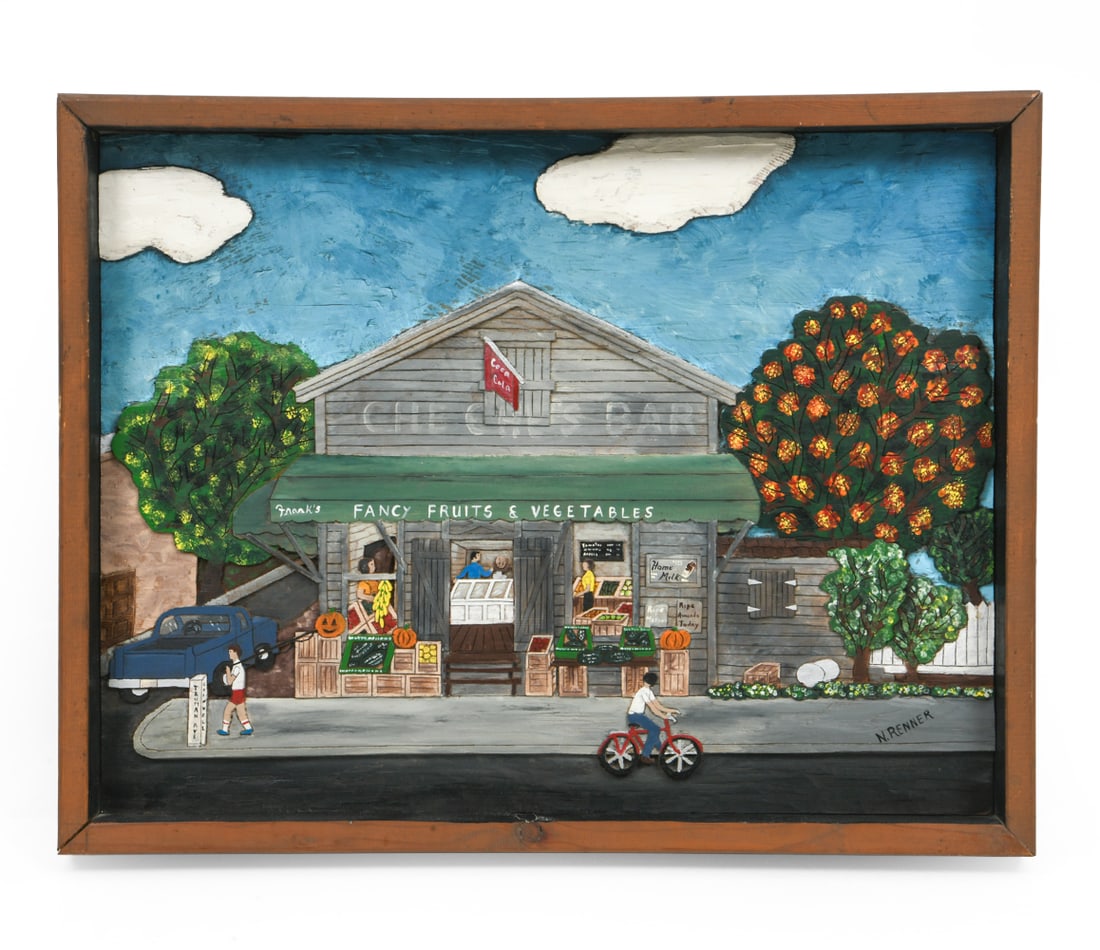 NORMA RENNER (1932-2025) STREET SCENE RELIEF O/B (1 of 7)