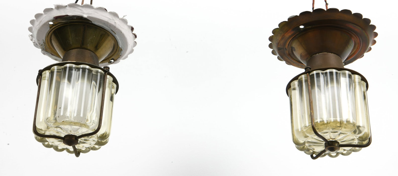 MID-CENTURY SWEDISH BRASS & GLASS CEILING LIGHTS (1 of 17)