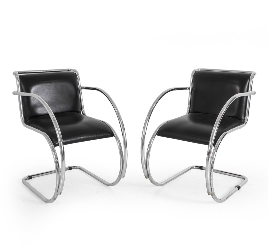 PAIR OF MIES VAN DER ROHE STYLE CANTILEVER CHAIRS (1 of 17)