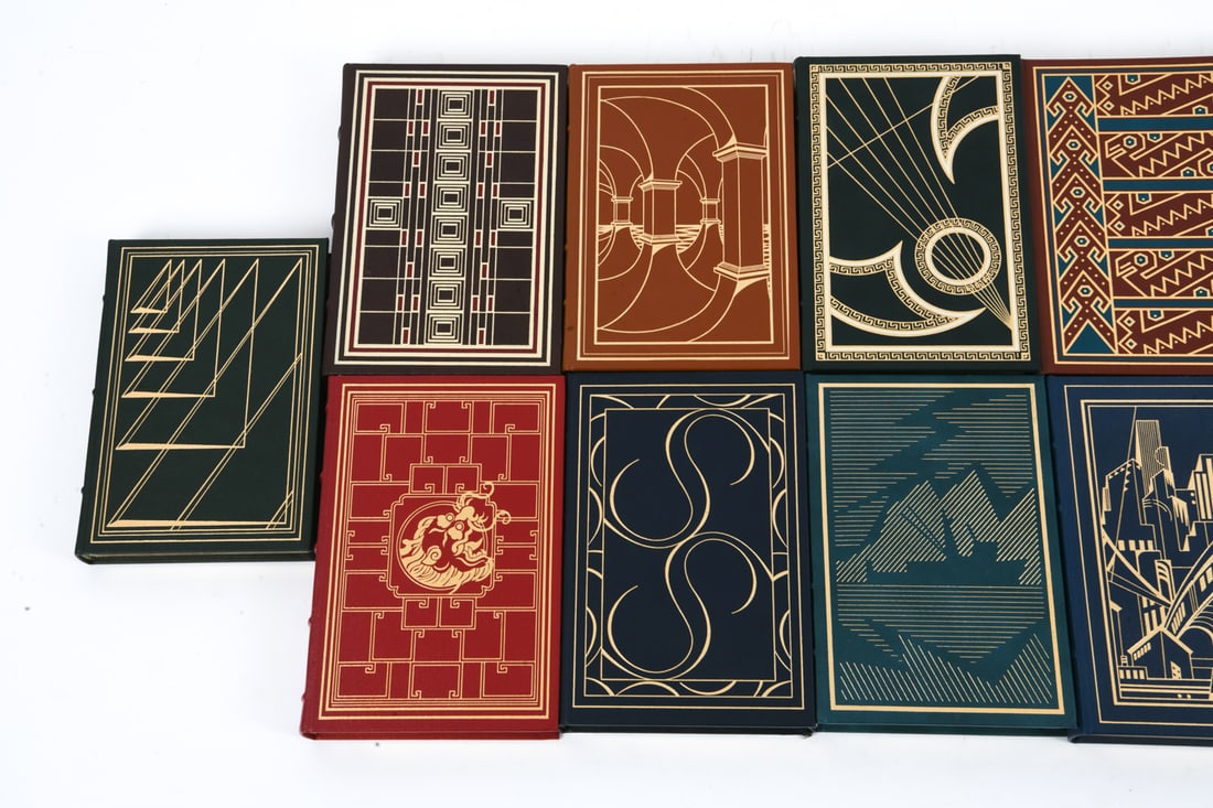 GROUPING SIGNED FIRST EDITION LEATHER BOUND BOOKS - 10