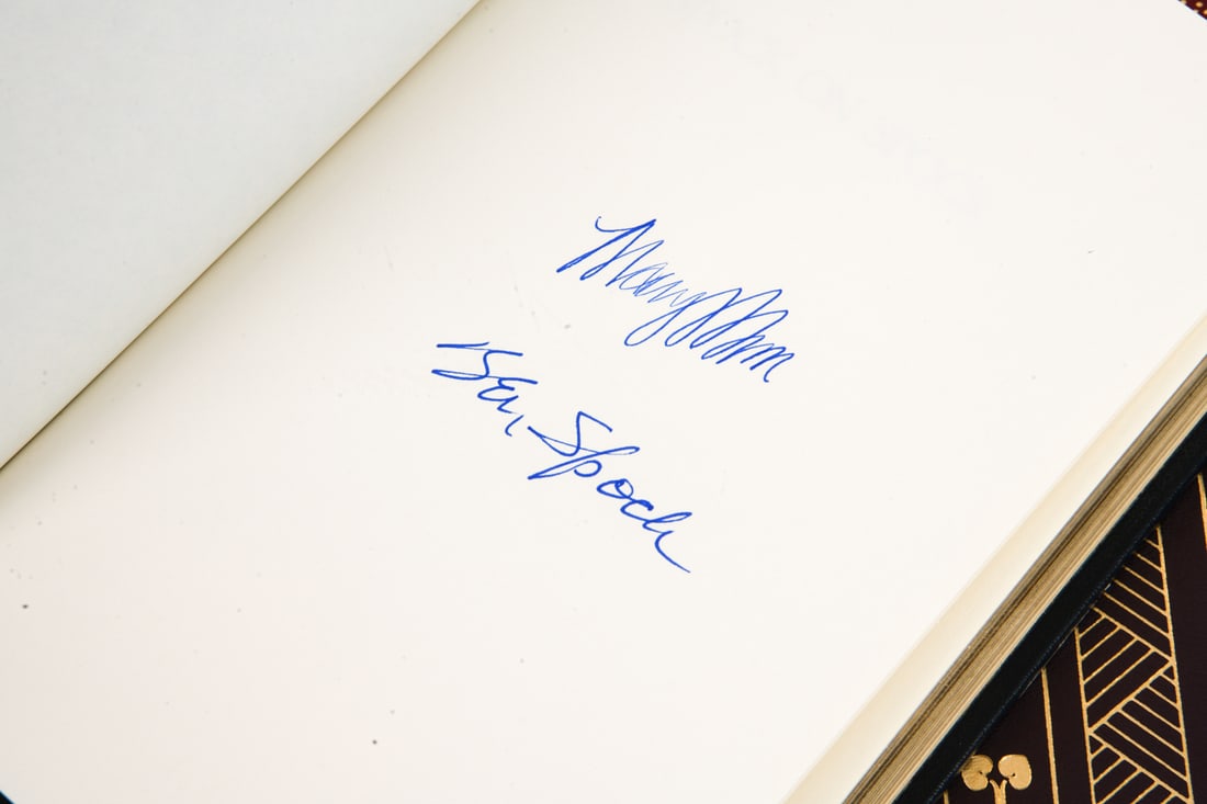 GROUPING SIGNED FIRST EDITION LEATHER BOUND BOOKS - 15