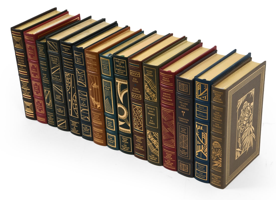 GROUPING SIGNED FIRST EDITION LEATHER BOUND BOOKS (1 of 20)