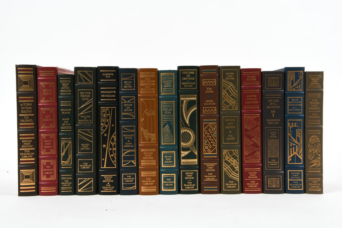 GROUPING SIGNED FIRST EDITION LEATHER BOUND BOOKS - 3
