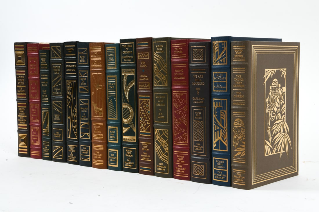 GROUPING SIGNED FIRST EDITION LEATHER BOUND BOOKS - 4