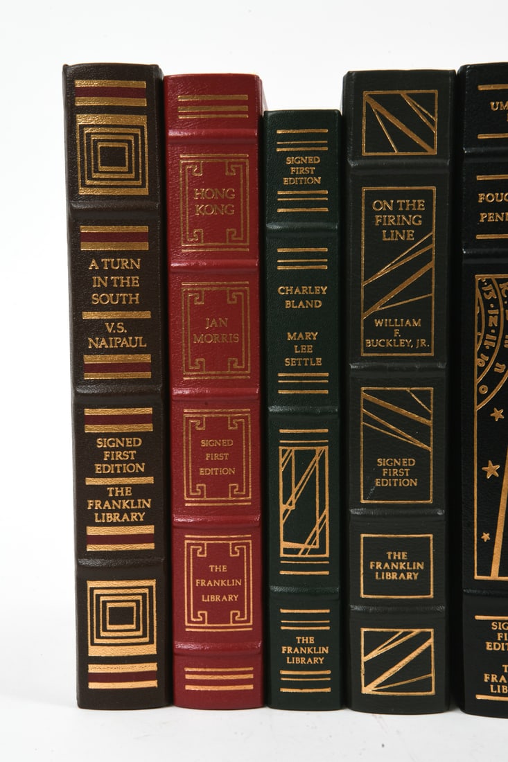 GROUPING SIGNED FIRST EDITION LEATHER BOUND BOOKS - 5