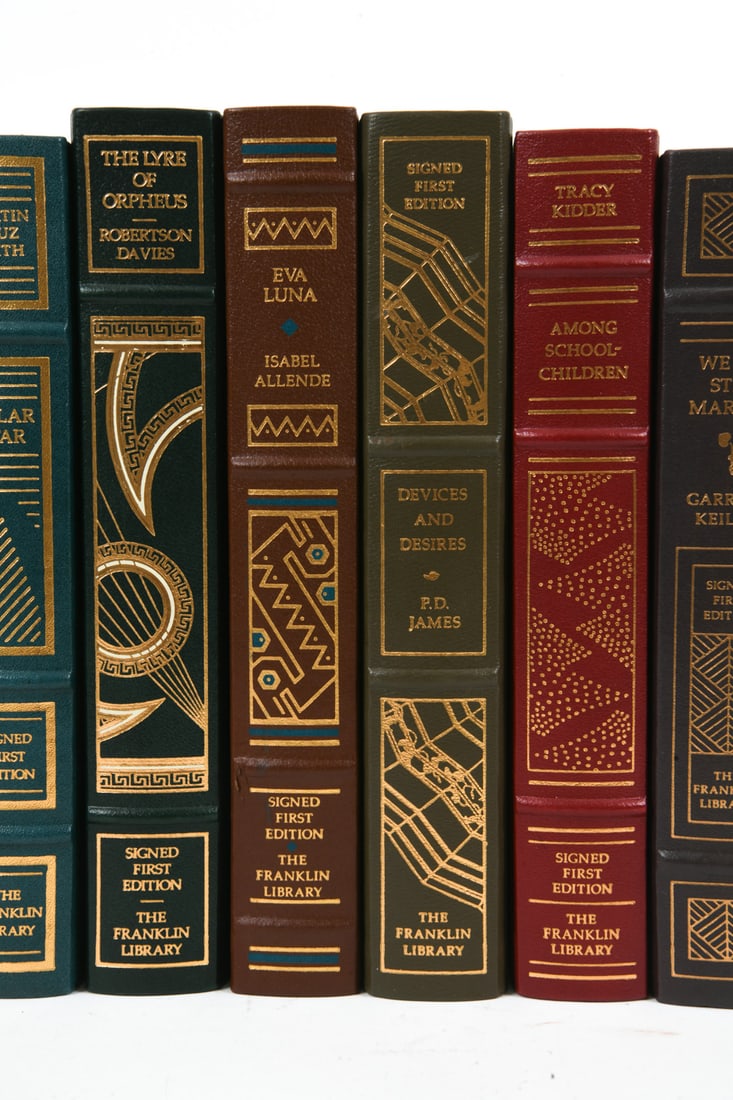 GROUPING SIGNED FIRST EDITION LEATHER BOUND BOOKS - 7