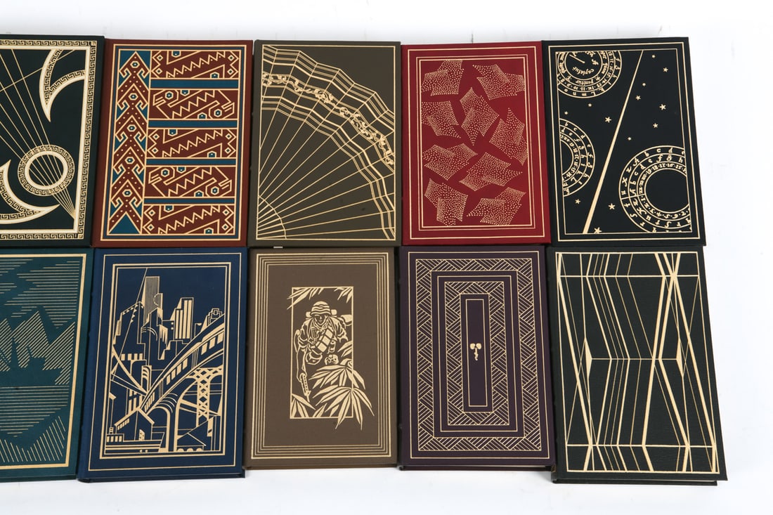 GROUPING SIGNED FIRST EDITION LEATHER BOUND BOOKS - 9