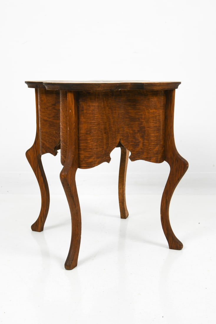 ANTIQUE TIGER OAK PARLOR SIDE TABLE (1 of 14)