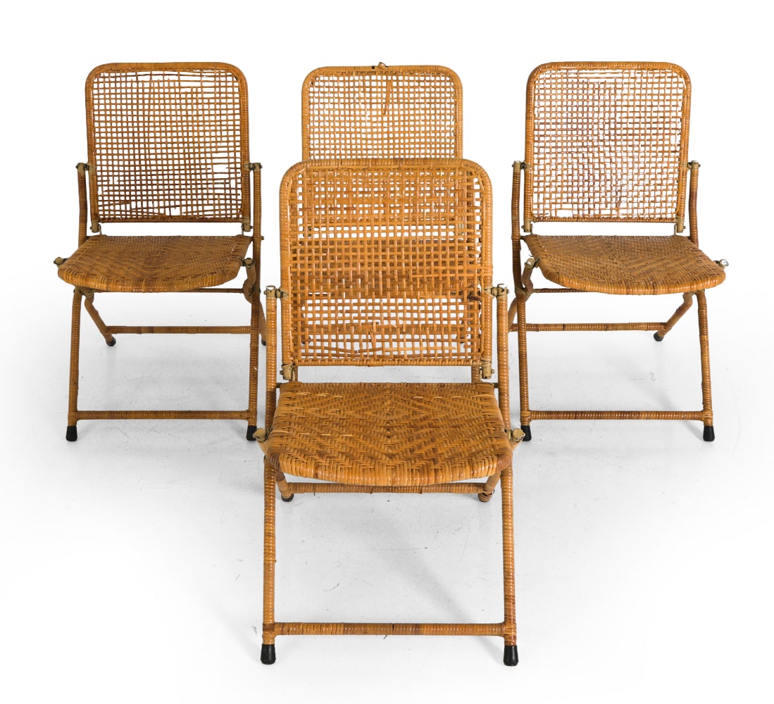 (4) DAL VERA STYLE ITALIAN RATTAN FOLDING CHAIRS (1 of 17)