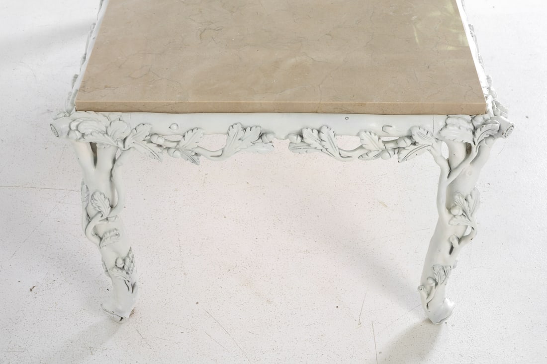 ROCOCO STYLE MARBLE TOP COFFEE TABLE - 11