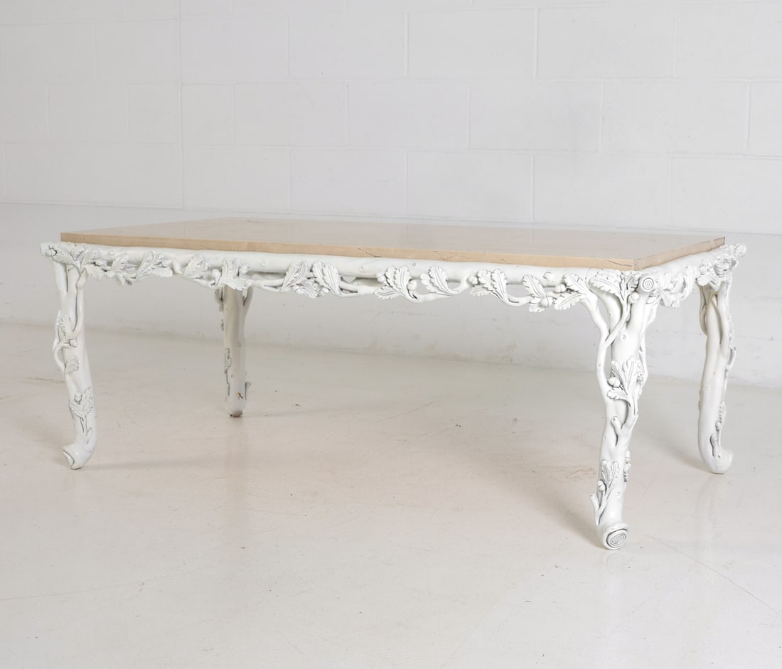 ROCOCO STYLE MARBLE TOP COFFEE TABLE - 2