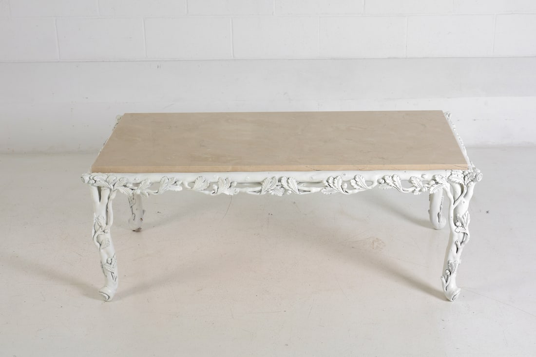ROCOCO STYLE MARBLE TOP COFFEE TABLE - 4