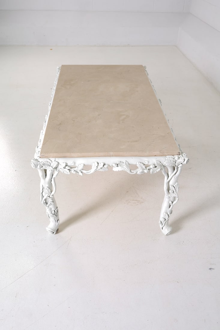 ROCOCO STYLE MARBLE TOP COFFEE TABLE - 5