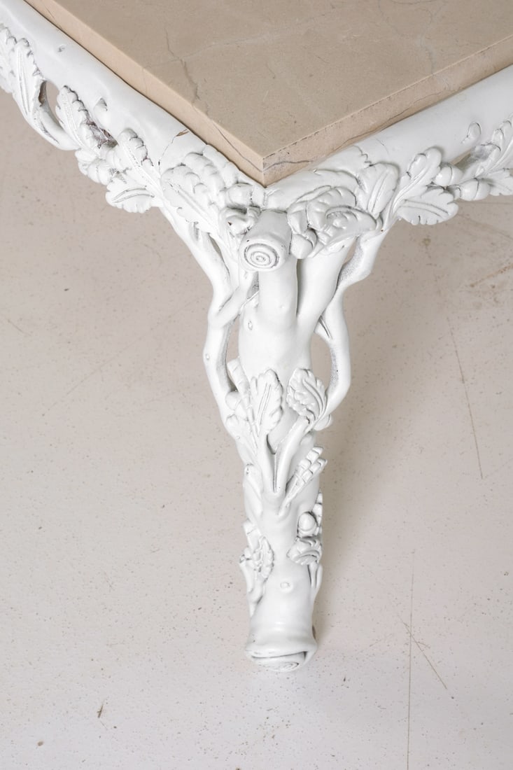 ROCOCO STYLE MARBLE TOP COFFEE TABLE - 6