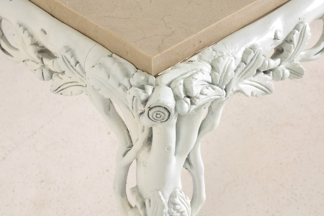 ROCOCO STYLE MARBLE TOP COFFEE TABLE - 7