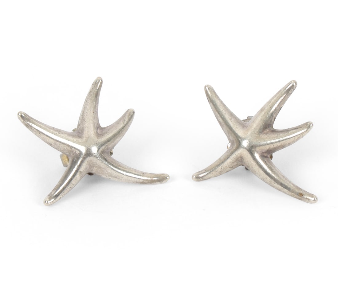 PAIR OF TIFFANY & CO. STERLING SILVER EARRINGS: Marked to backs. Total Weight 4.7 dwt. Dimensions: H 1.25". Condition: Faint scuffs.