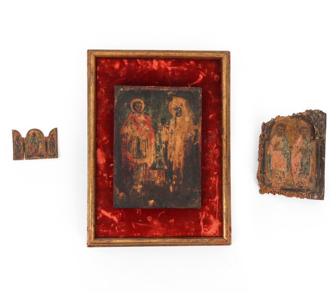 ANTIQUE RUSSIAN ORTHODOX RELIGIOUS ICON GROUPING (1 of 13)