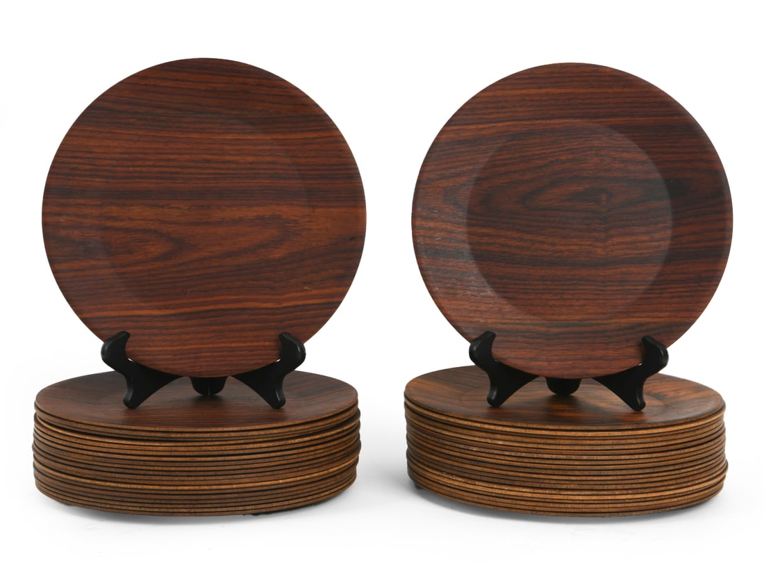 DANISH ROSEWOOD PLATE GROUPING C. 1960S: Dimensions: Dia. 10.75". Condition: Light scuffs, wear consistent with age and use.