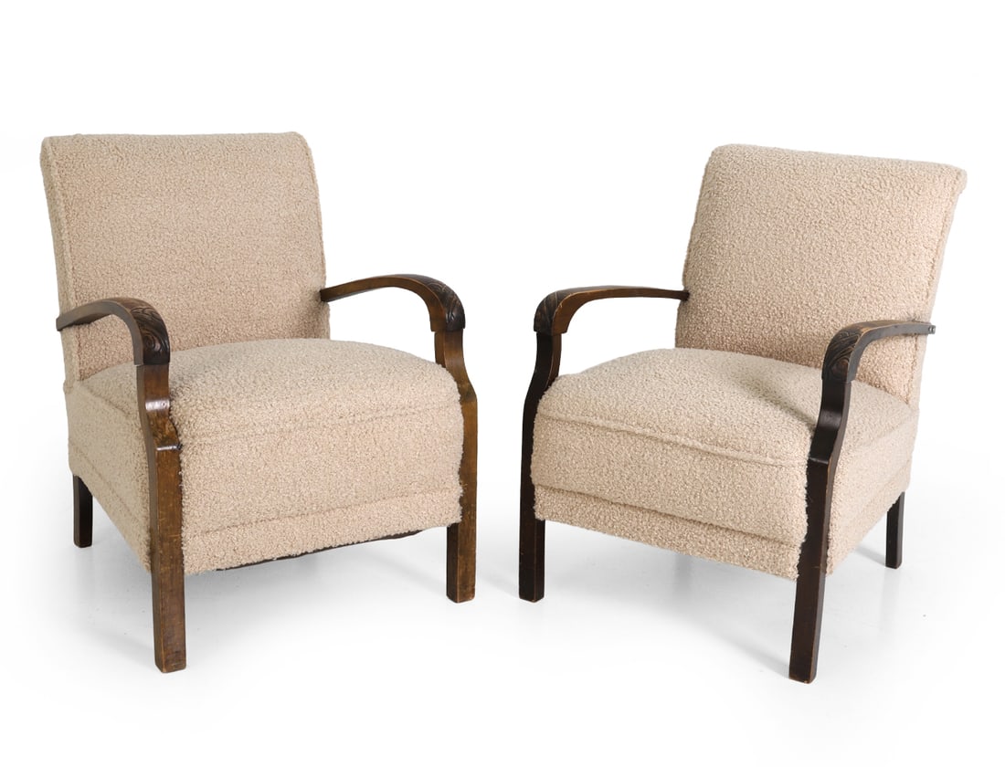 PAIR OF ART DECO STYLE DANISH OAK LOUNGE CHAIRS (1 of 17)